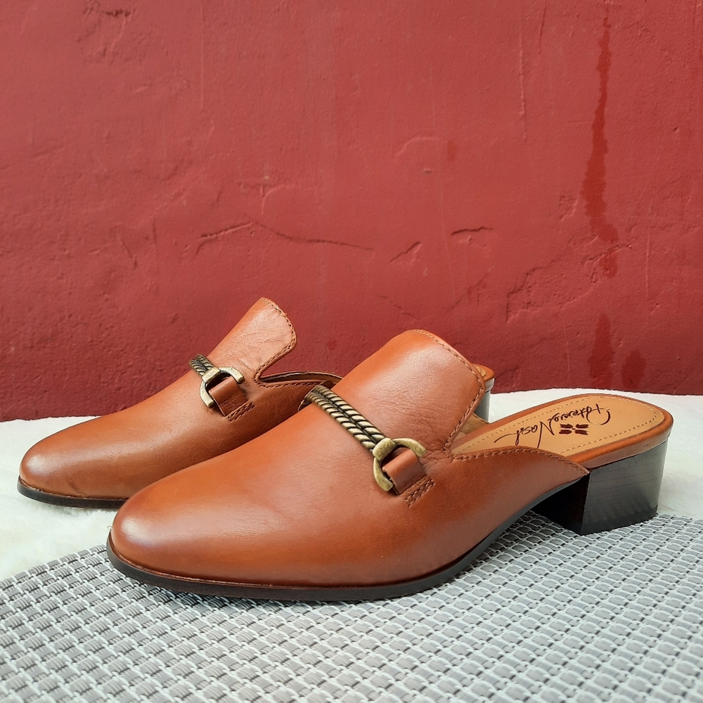 Patricia Nash Tilly Loafers Slip On Chunky Mules Rope Bridle Gift 6 Brown NEW
